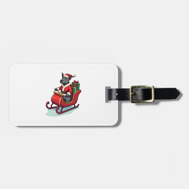 Pitbull Santa Ride Luggage Tag (Front Horizontal)