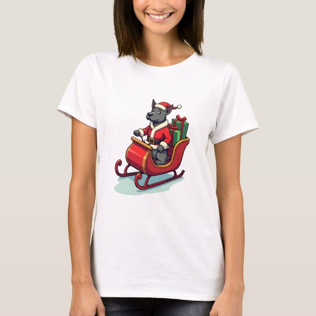Pitbull Santa Ride T-Shirt (Front)