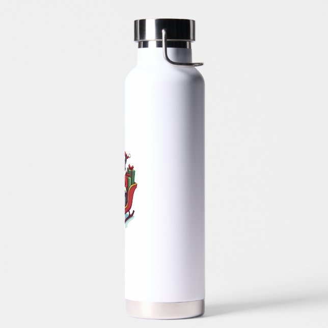 Pitbull Santa Ride Water Bottle (Left)