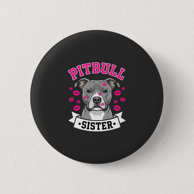Pitbull Sister Dog Lover Vector Design 6 Cm Round Badge (Front)
