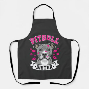 Pitbull Sister Dog Lover Vector Design Apron