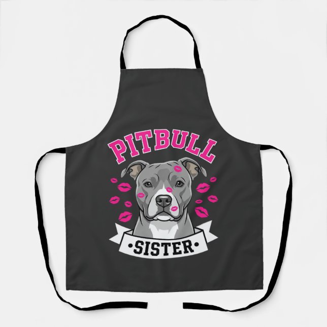 Pitbull Sister Dog Lover Vector Design Apron (Front)