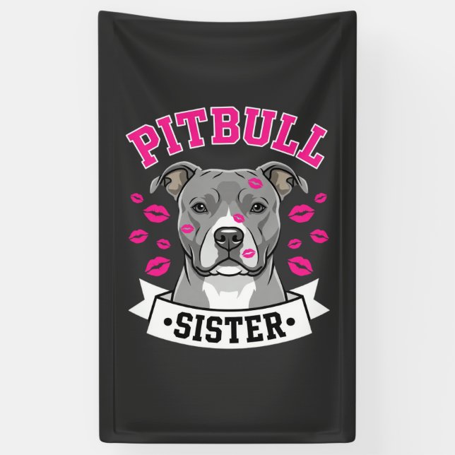Pitbull Sister Dog Lover Vector Design Banner (Vertical)