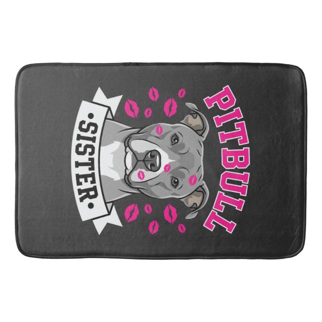 Pitbull Sister Dog Lover Vector Design Bath Mat (Front)