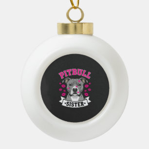 Pitbull Sister Dog Lover Vector Design Ceramic Ball Christmas Ornament