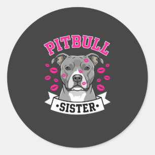 Pitbull Sister Dog Lover Vector Design Classic Round Sticker