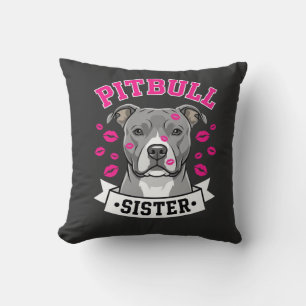 Pitbull Sister Dog Lover Vector Design Cushion