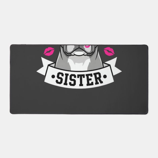 Pitbull Sister Dog Lover Vector Design Desk Mat (Front)