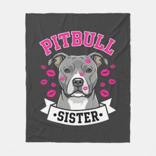 Pitbull Sister Dog Lover Vector Design Fleece Blanket