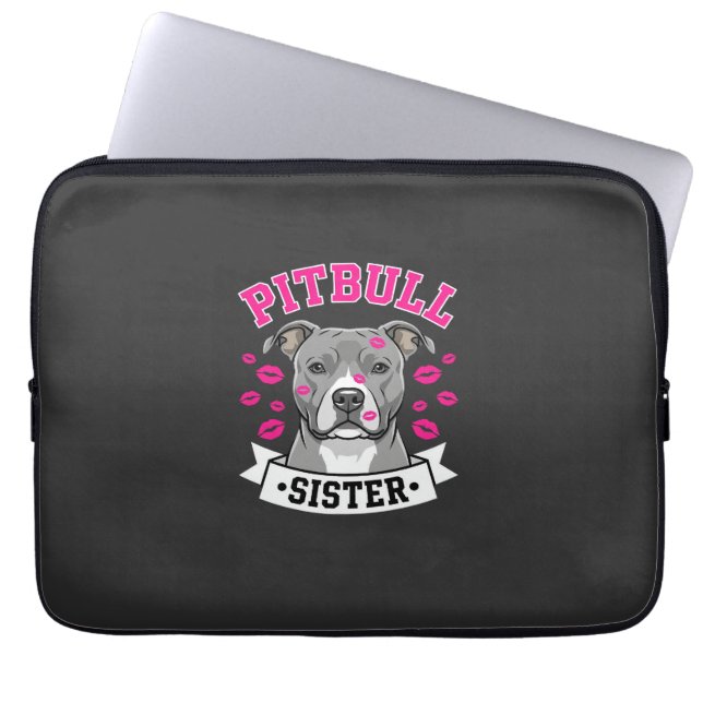 Pitbull Sister Dog Lover Vector Design Laptop Sleeve (Front)