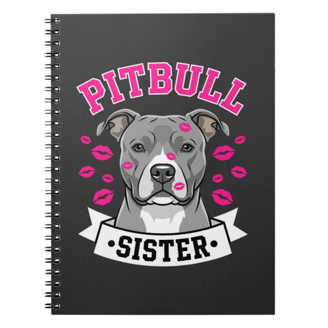 Pitbull Sister Dog Lover Vector Design Notebook (Front)