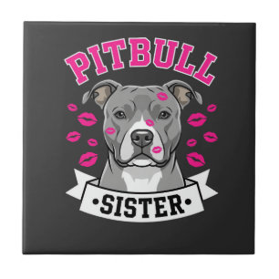 Pitbull Sister Dog Lover Vector Design Tile