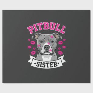Pitbull Sister Dog Lover Vector Design Wrapping Paper