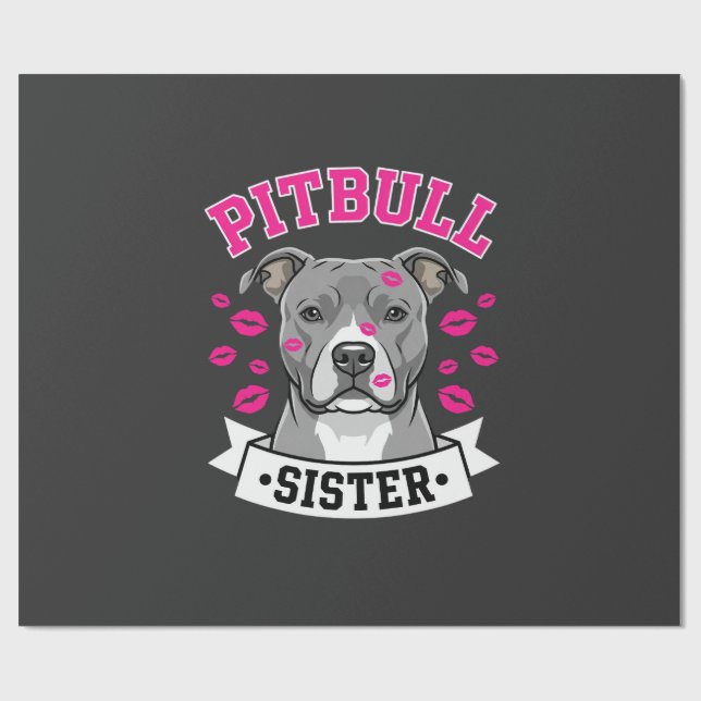 Pitbull Sister Dog Lover Vector Design Wrapping Paper (Flat)