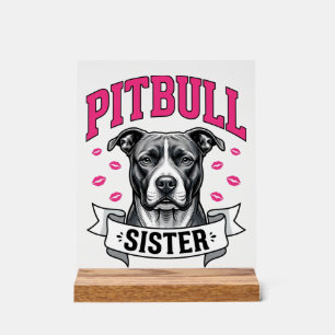 Pitbull Sister Vintage Dog Lover Vector Design_1 Acrylic Sign