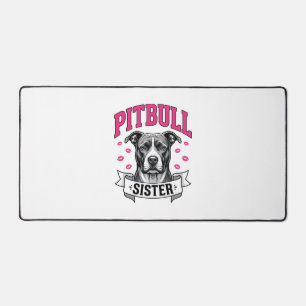 Pitbull Sister Vintage Dog Lover Vector Design_1 Desk Mat