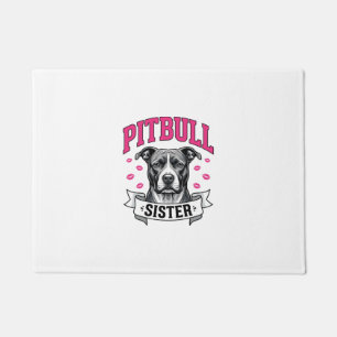 Pitbull Sister Vintage Dog Lover Vector Design_1 Doormat
