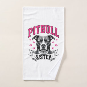 Pitbull Sister Vintage Dog Lover Vector Design_1 Hand Towel