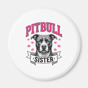 Pitbull Sister Vintage Dog Lover Vector Design_1 Magnet