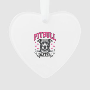 Pitbull Sister Vintage Dog Lover Vector Design_1 Ornament