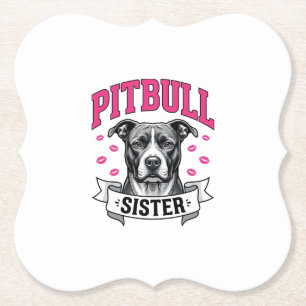 Pitbull Sister Vintage Dog Lover Vector Design_1 Paper Coaster
