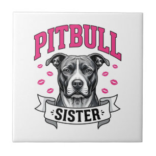 Pitbull Sister Vintage Dog Lover Vector Design_1 Tile