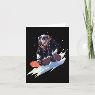 Pitbull Snowboard Snowboarder Dog Snowboarder Wint Card