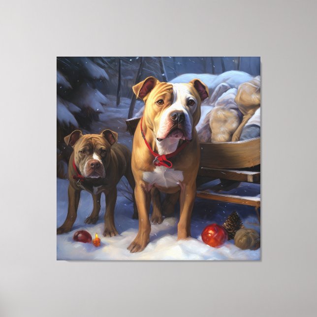 Pitbull Snowy Sleigh Christmas Decor (Front)