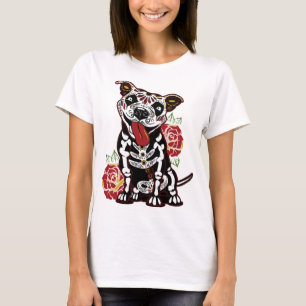Pitbull Sugar Skull for Women, Men Pitbull Mum, Da T-Shirt