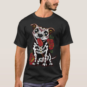 Pitbull Sugar Skull for Women Men Pitbull Mum Dad T-Shirt