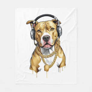 Pitbull T-shirt street style Fleece Blanket