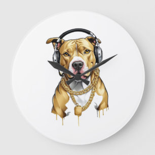 Pitbull T-shirt street style Large Clock