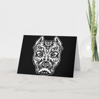 Pitbull Tattoo Art Dog Breed Skull Piston Dtg Pitb Holiday Card