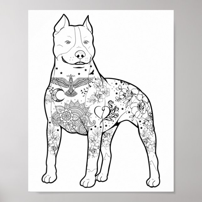 Pitbull Tattoos Design Dog Trainer Cool Pitbulls A Poster (Front)