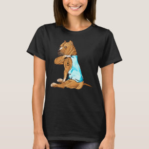 Pitbull Tattoos I Love Dad Sitting Funny Fathers D T-Shirt