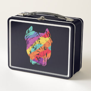 Pitbull Terrier Dog Head Metal Lunch Box