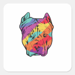 Pitbull Terrier Dog Head Square Sticker