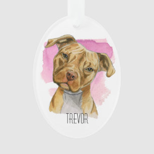 Pitbull Terrier Dog Head Tilt Add Your Name Ornament