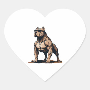 Pitbull The BodyBuilder Heart Sticker