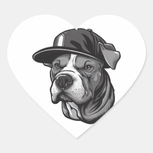 Pitbull The Mob Boss Heart Sticker