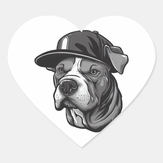 Pitbull The Mob Boss Heart Sticker (Front)