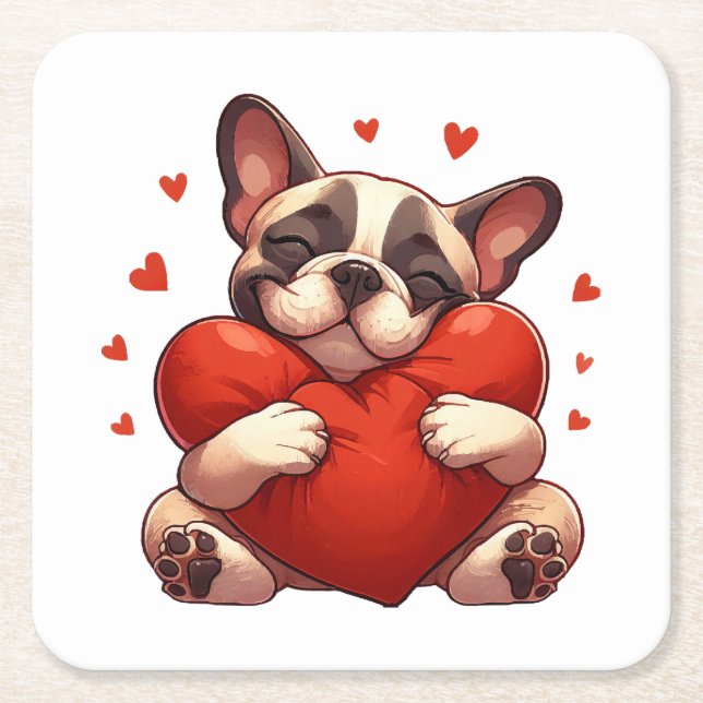 Pitbull Valentine's Day Gifts Square Paper Coaster (Front)