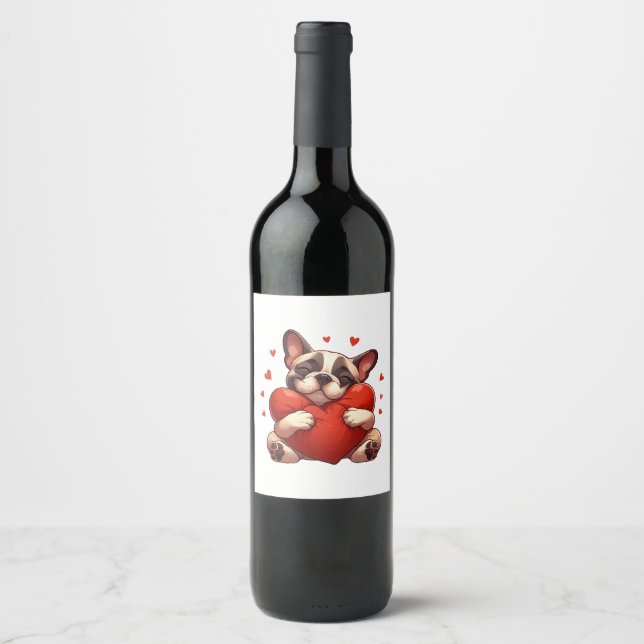 Pitbull Valentine's Day Gifts Wine Label (Front)