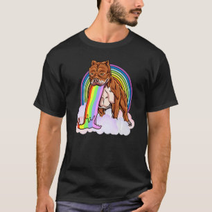 Pitbull Vomiting Rainbow Pitbull Colourful Mouth F T-Shirt