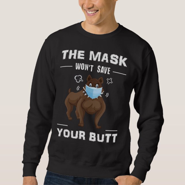 Pitbull Wearing Face Mask Fighting Dog With Mask Sweatshirt (Front)