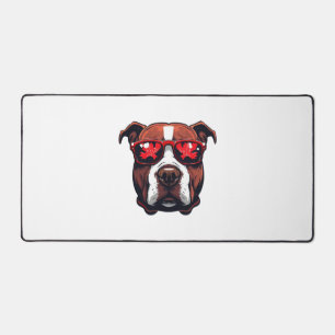 Pitbull Wearing Sunglasses in Canada colours Desk Mat