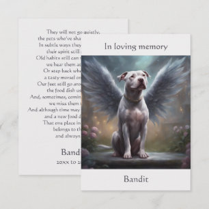 Pitbull White Memorial Poem Custom Name Sympathy Thank You Card