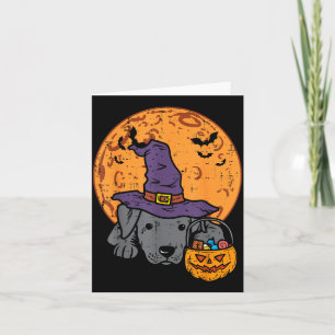 Pitbull Witch Hat Moon Jack O Lantern Halloween Card
