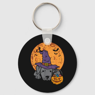 Pitbull Witch Hat Moon Jack O Lantern Halloween Key Ring