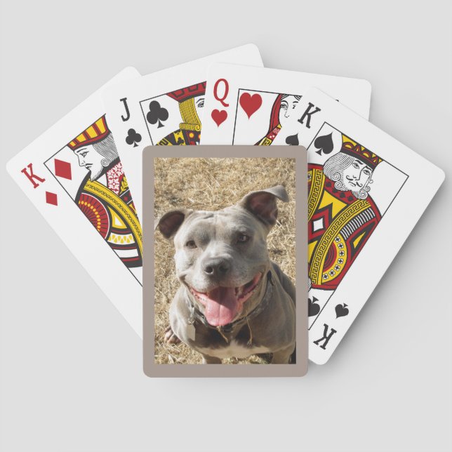 Pitbull With Big Smile Playing Cards (Back)
